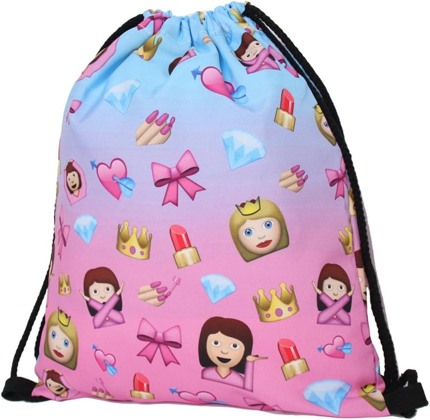 Emoji Unicorn Pikachu Pokemon Bulk Drawstring Bag Backpack Party Bag Filler Gift Movie Gym PE School Swimming (1x Girls)