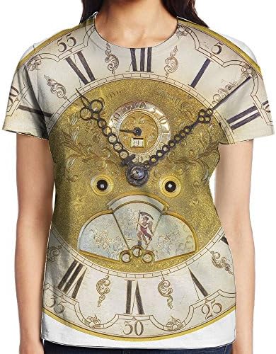JeanCo Womens Clock Vintage Theme A seventeenth Century Ornamental Clock Face With Roman Particular Tees White S