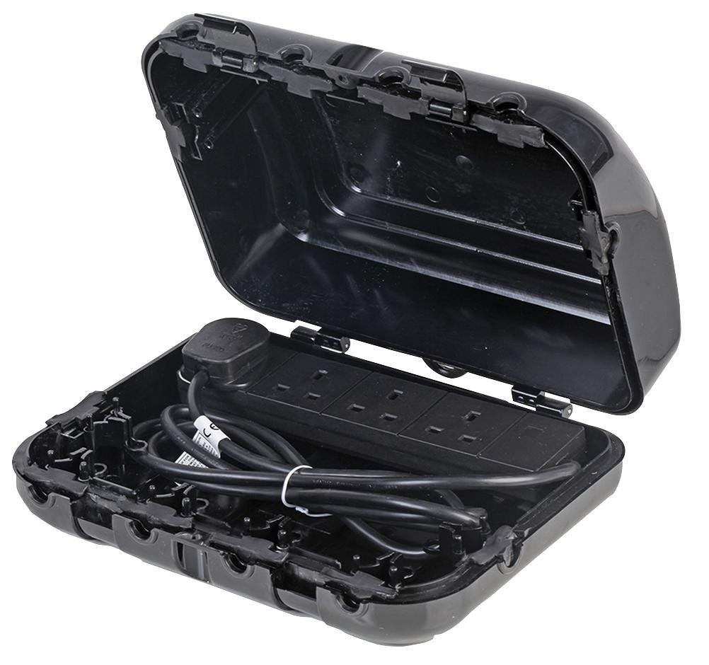 Pro Elec pl15326pl IP64 Outdoor Enclosure with 4 Gang 2 m Extension Lead - Black