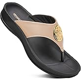 AEROTHOTIC Arch Supportive Strappy Orthotic Comfortable Flip Flops Cushion Soft Toe Post Non-Slip Summer Casual Travel Walking Thong Sandals Women Beach Essentials