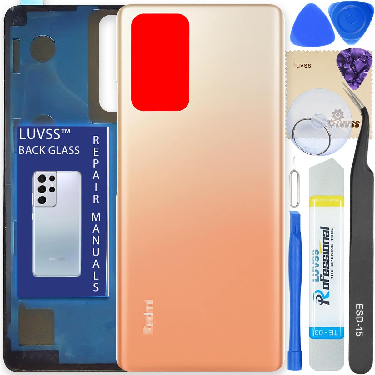 LUVSS Back Glass Cover Replacement Compitable for Xiaomi Redmi Note 10 Pro Rear Cover + Repair Manual DIY Tools Kit (Gradient Bronze)