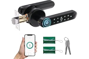 Smart Fingerprint Door Lock Knob - ENOKER Keypad Door Lock with Handle 5 in 1 with APP/IC Cards/Passcodes/Keys/100 Fingerprints Biometric Electroinc Keyless Entry Lock for Bedroom Home Hotel Office