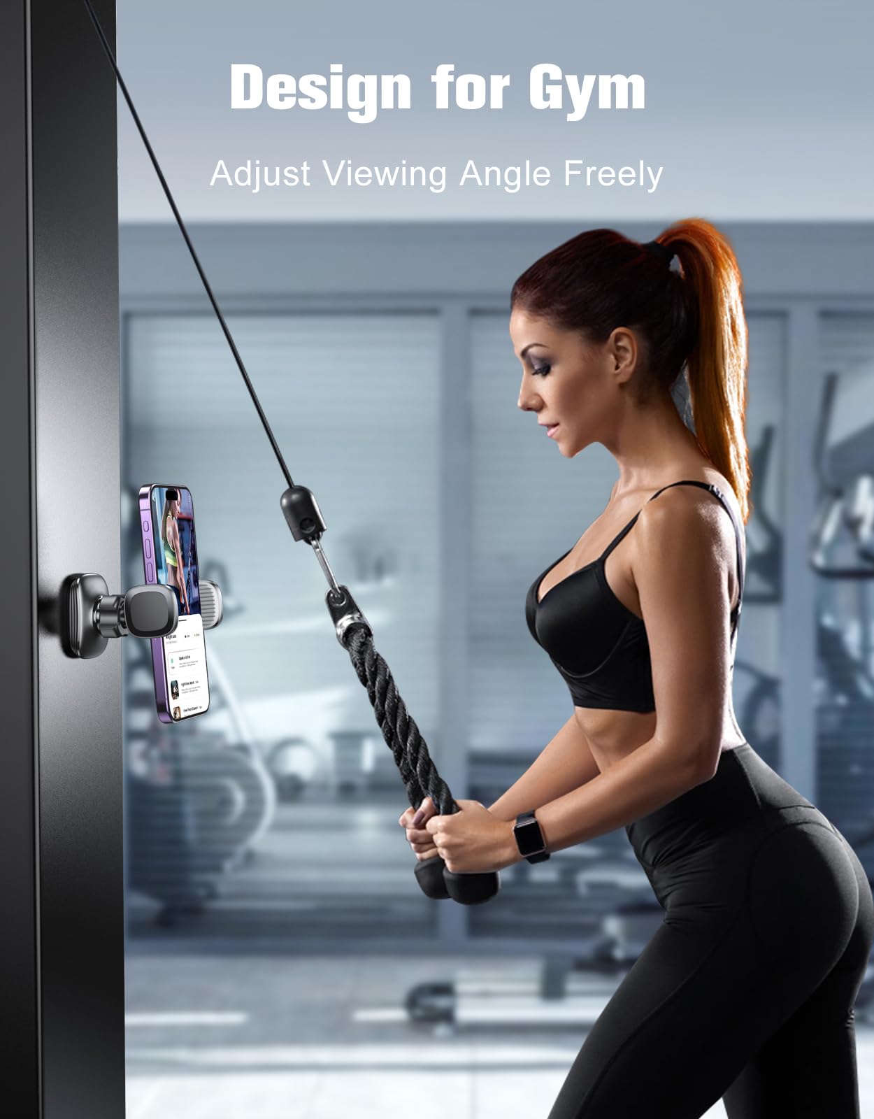 Magnetic Phone Holder for Gym Golf Cart, 360° Rotatable Gym Phone Holder Workout Record, or Any Metal Surface, Gym Magnet Phone Mount Cradles Compatible with 4.7-7