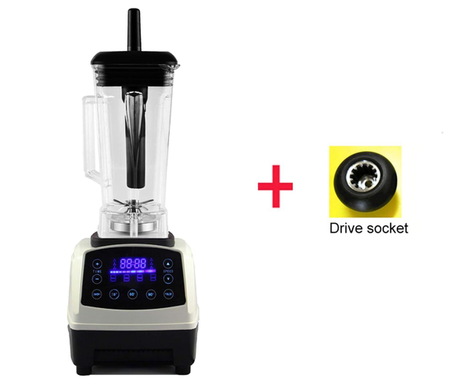 Automatic Digital Smart Timer Program 2200W Heavy Duty Power Blender Mixer Juicer Food Processor Ice Smoothie Bar Fruit,White extra driver,US Plug