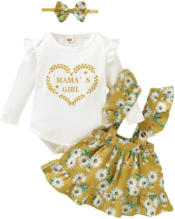 Baby Girl Skirts Sets, Cute Letter Print Romper Top