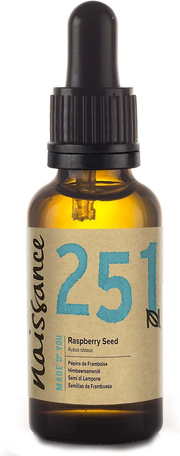 Naissance Red Raspberry Seed Oil (#251) 1 fl oz / 30ml - Pure, Natural, Cold Pressed, Unscented, Vegan, Hexane Free, No GMO - Ideal for Aromatherapy, Massage Base Oil, DIY Beauty Recipes