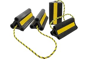 VACALLITY Wheel Chocks for RV Trailer Travel Camper Truck Car, Sturdy Heavy Duty Simple Easy to Use, Rubber Tires Block Stopper Chock with Rope and Yellow Reflective Tape Trailer RV Accessary(2set4pack)