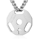 HZMAN Mens Fashion Stainless Steel Fitness Gym Dumbbell Weight Plate Barbell Chain Pendant Necklace