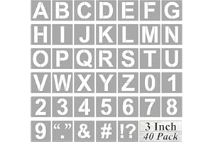 REOLAN Alphabet Letter and Number Stencils 3 Inch - 40 Pack Letters and Numbers Stencil Templates with Signs for Painting on Wood, Reusable Number and Letter Stencils for Chalkboard Signs & Wood Wall Art