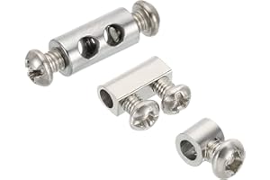 PATIKIL Wire Rope Clips, 1 Set/18Pcs Steel Cable Clamps 3mm 3.5mm Single/Double Holes Wire Lock Rope Fittings Clip with M3/M4