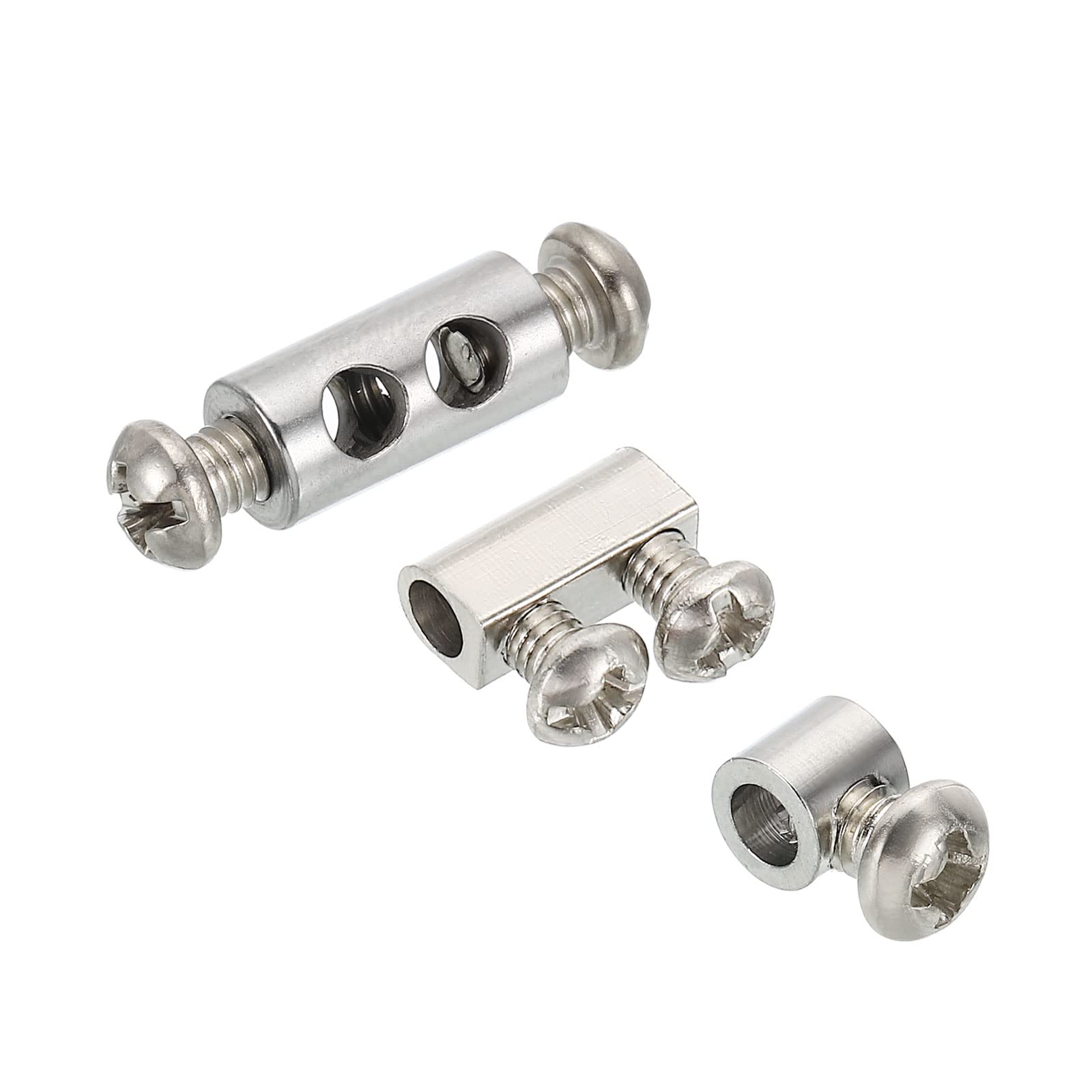 PATIKIL Wire Rope Clips, 1 Set/18Pcs Steel Cable Clamps 3mm 3.5mm Single/Double Holes Wire Lock Rope Fittings Clip with M3/M4 Screws for Cable