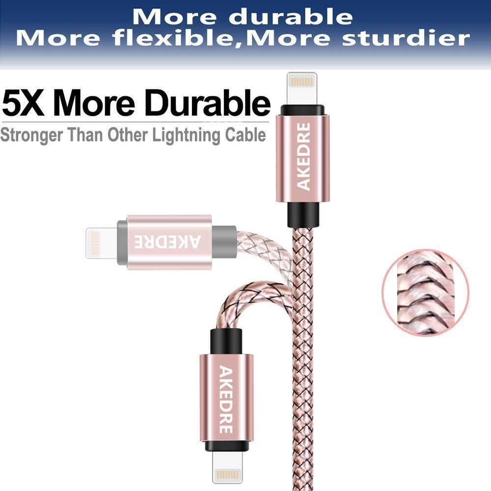 Nylon USB Charging & Syncing Cord Charger Compatible with Phone X 8/7