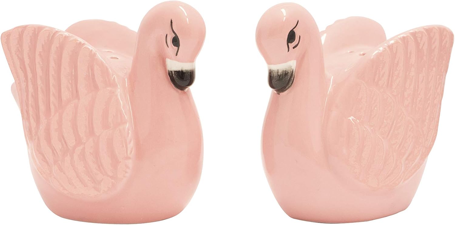 Joy Toy Flamingo Salt and Pepper Shaker Set, Ceramic, Colourful, 6.5 cm