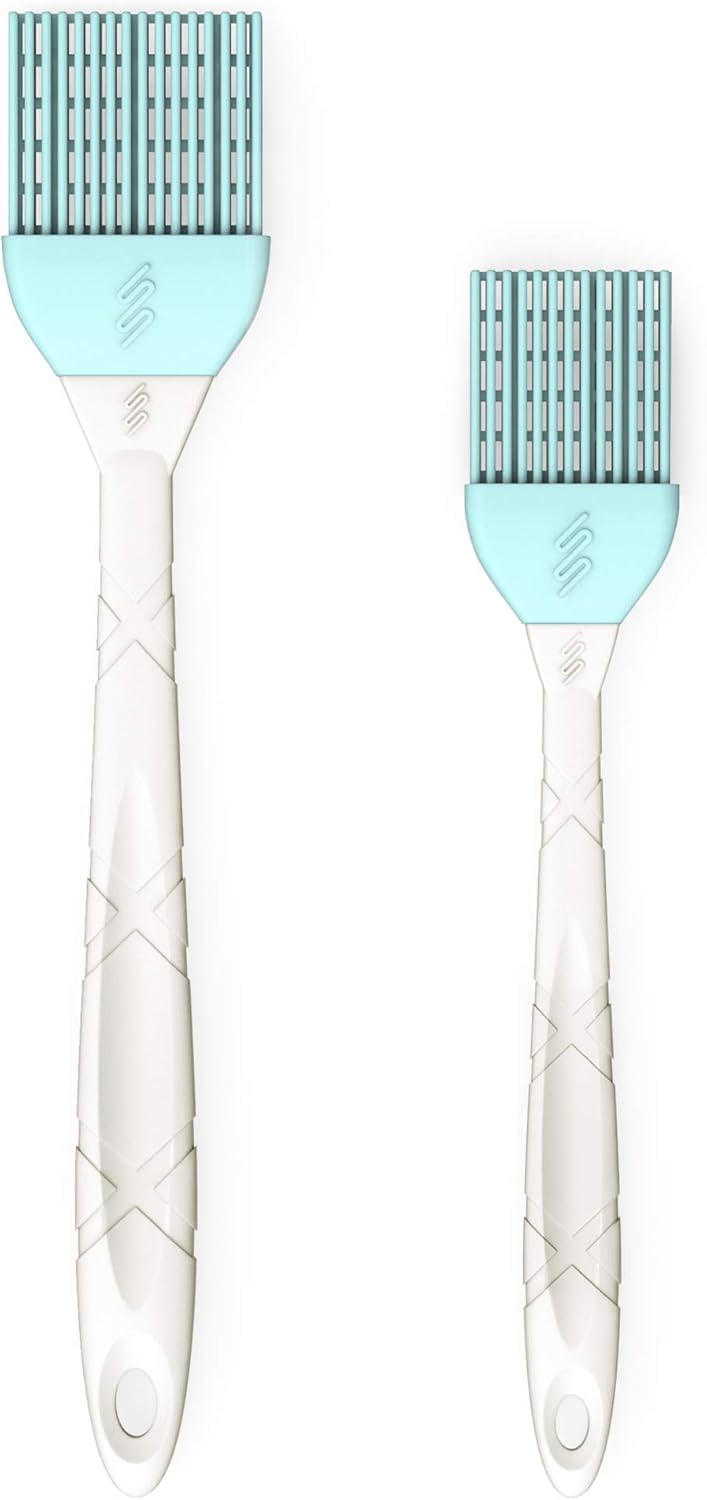 M KITCHEN WORLD Silicone Basting - BBQ, Pastry, and Oil Brush (Orange), Turkey Baster, Barbecue Utensil - use for Grilling & Marinating - Desserts Baking, Set of 2 with 2 Recipe Electronic Books: Kitchen & Dining