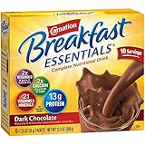Carnation Breakfast Essentials, Dark Chocolate Powder, 10-Count Envelopes 1.26 Ounce NET WT 12.6 Ounce (Pack of 6)
