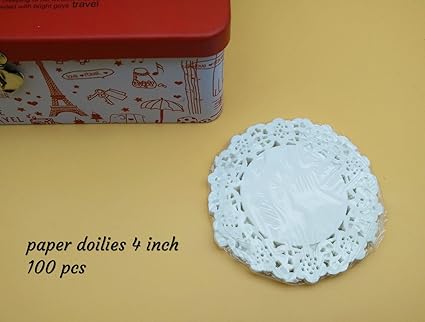 Satyam Kraft Paper Lace Doilies Cake Decoration Liner For Wedding Birthdays Parties Table Mats (Colour : White ; Shape : Round)