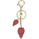ValueBargain Strawberry Keychain, Red Strawberry Bag Charm Purse Charm for Women Metal Bag Keychain Accessories for Handbags Purse, Ideal Gift for Girls