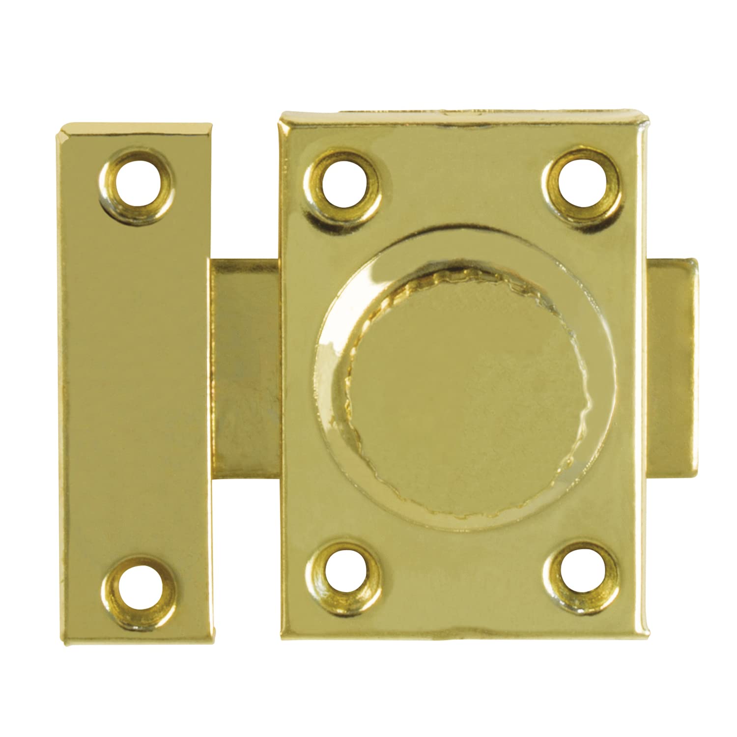 Amig - Overlay Pin for Doors Mod.385 - Small Horizontal Security Latch - Steel with Brass Finish - Dimensions: 35 x 50 mm - Includes Coach Screws
