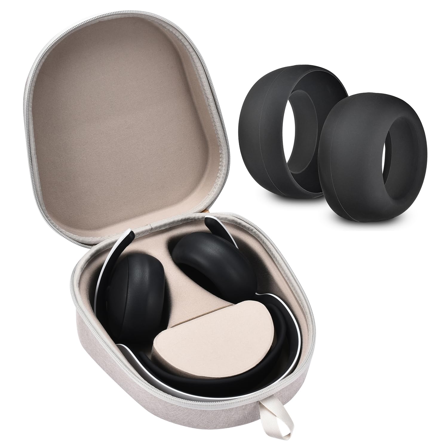 Yaowanguan Travel Carrying Case Bag & Silicone Ear Pads Cover Protector for Playstation PULSE Elite wireless headset(Grey Case)
