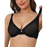 Sexy Sheer Bra Mesh See Through Unlined Thin Lace Underwire Support Demi Plunge Bras 34B-44DDD