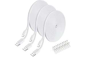 SIOCEN 3PCS 10FT Flat Micro USB Cable Power Extension Cord for Wyze Cam, WyzeCam Pan,Yi Cam,YI Dome Home Camera,Oculus Go,Kasa,Nest Cam,Netvue,Blink,Indoor Security Surveillance Camera Charging Cable