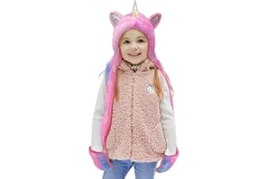 Gifts Treat Hats Kids Unicorn Winter Hat with Scarf Plush Novelty Animal Cap 3 in 1 Multi-Functional Cap, Scarf and Mittens