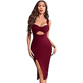 Midi Bodycon Bandage Dresses Semi-Formal Cut Out Split Wedding Guest Dress