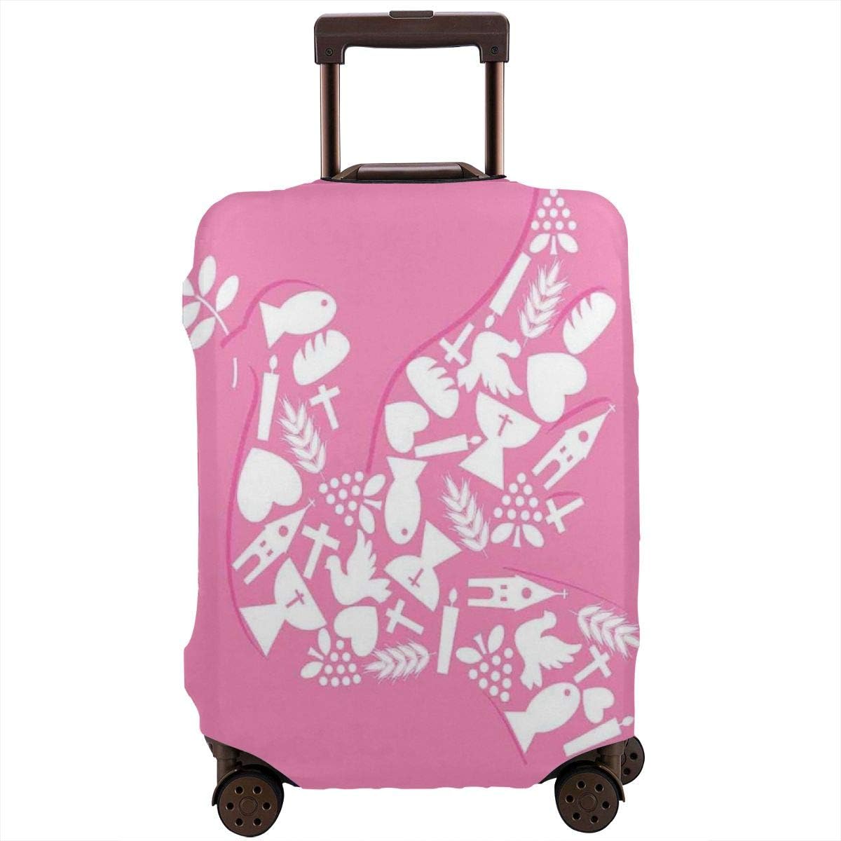 Travel Luggage Cover,Pigeon With Olive Branch Peace In Soft Pink Tones Animal Suitcase Protector