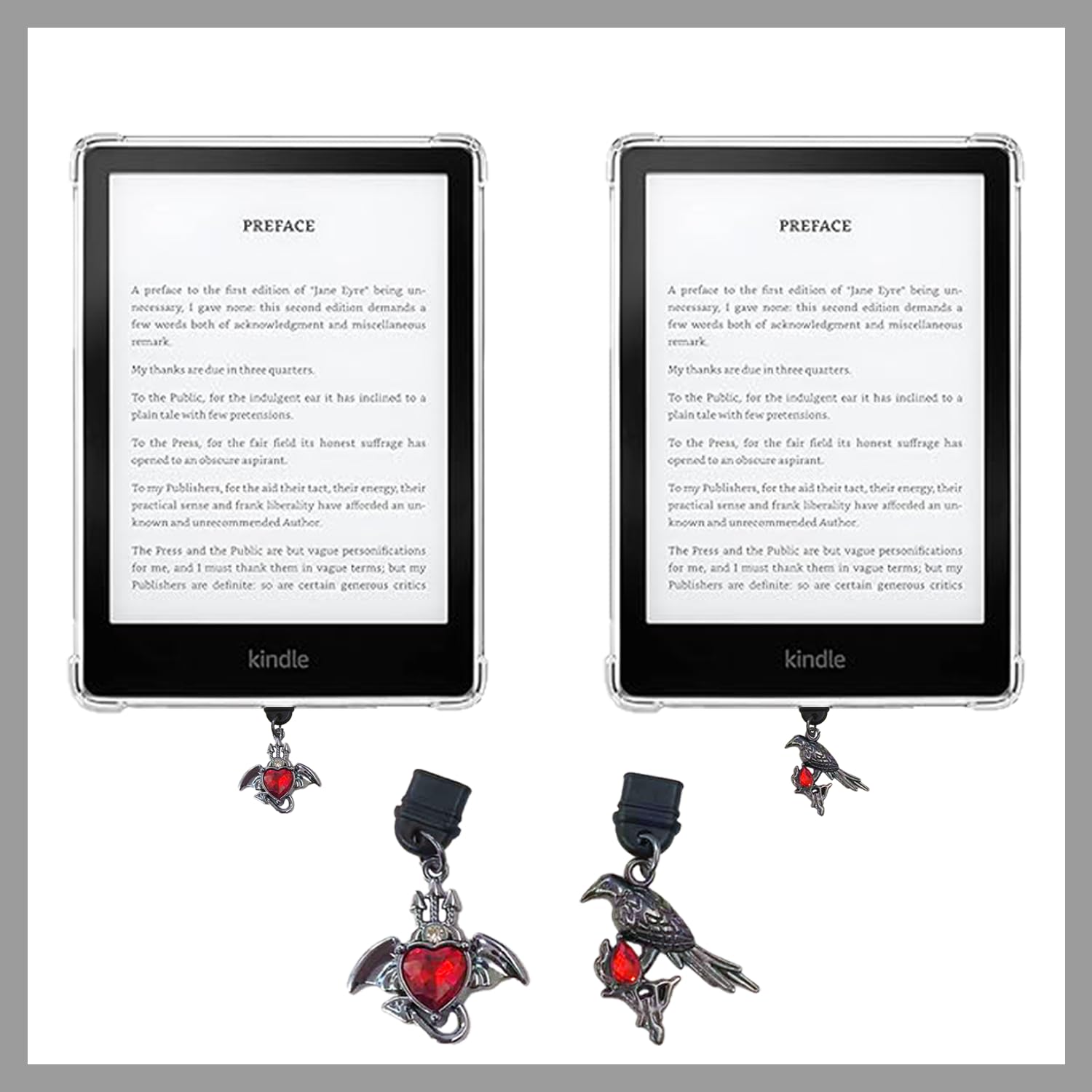 6 pcs Inserts for Kindle Paperwhite Clear Case, and 2 pcs Dust Plug Charms Retro Phone Charm Set for E-Reader, Cardstock Insert Accessories for Kindle 11th-12th, Gift for Book Lover