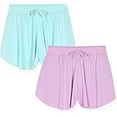 Sweet Butterfly Girls Flyaway Shorts for Sports Play and Casual Wear 2 Pack Soft Summer Shorts for Kids