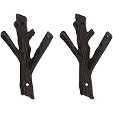 Ogrmar 2 Pcs Decorative Branch Cast Iron Wall Hooks/Hanger/Heavy Duty Home Storage Rack (Brown)