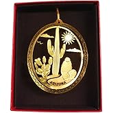 Arizona State Brass Christmas Ornament Souvenir Gift Cactus