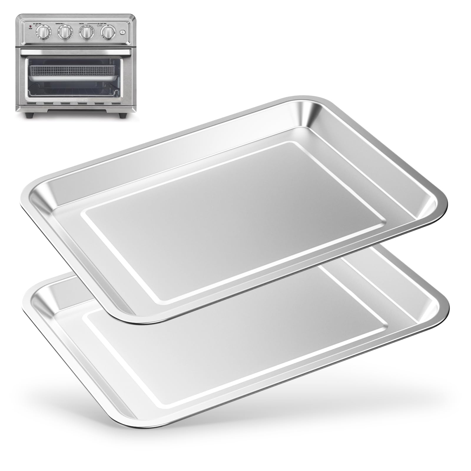 Photo 1 of Teckarry Stainless Steel Baking Tray Pan Replacement Compatible with Cuisinart Airfryer TOA-060 and TOA-065(1 PCS Tray Pan), Silver