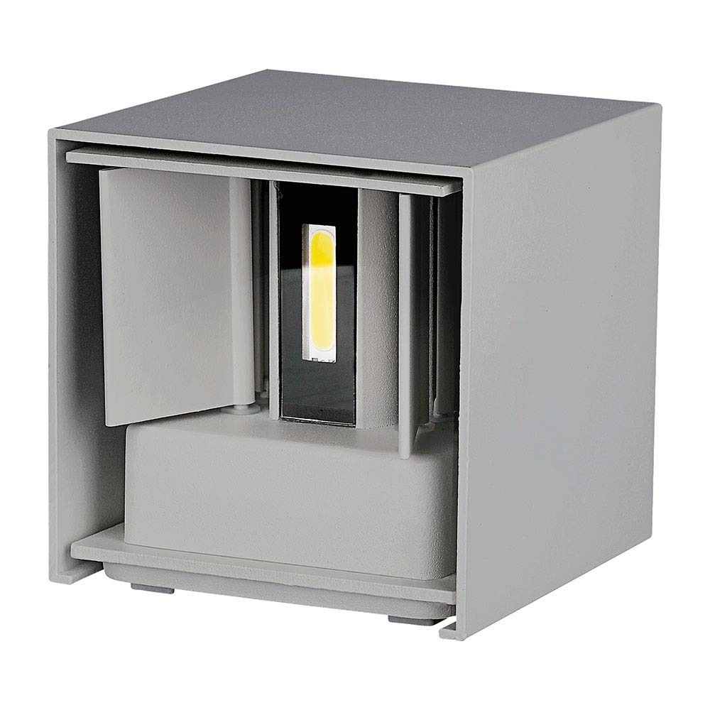 V-TAC 6W Modern Square Up Down Wall Light 4000K Day White Waterproof Adjustable Beam Angle Grey Housing for Outdoor and Indoor Halls, Gardens, Living Room