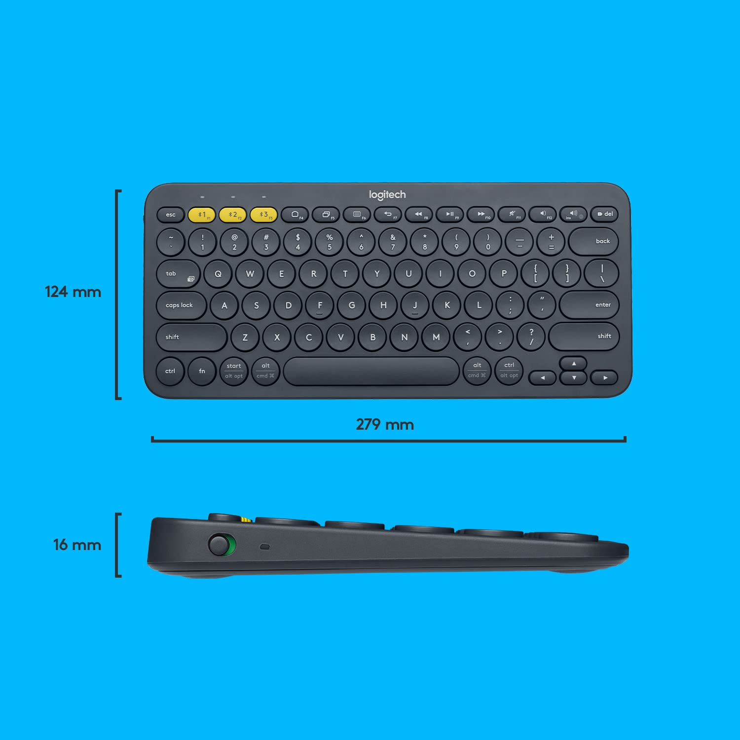 Logitech K380 Pebble Multi-Device Bluetooth Keyboard – Windows, Mac, Chrome OS, Android, iPad, iPhone, Apple TV Compatible – with Flow Cross-Computer Control and Easy-Switch up to 3 Devices –Dark Grey