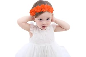 Fmeida Baby Girls Headbands for 4-24M | Soft Flower Crown (Fits 14.96"-18.89" Head)