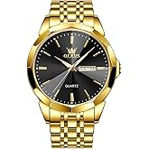 OLEVS Watch for Men Diamond Business Dress Analog Quartz Stainless Steel Waterproof Luminous Date Two Tone Luxury Casual Wrist Watch Blue