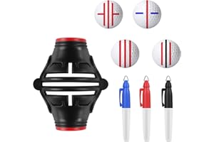 Tsocent Golf Ball Marker, Upgraded 360° Triple-Line Ball Marker Stencil with 3 Pcs Color Line Marker Pens, Plastic Golf Ball Line Marking Alignment Tool Kit