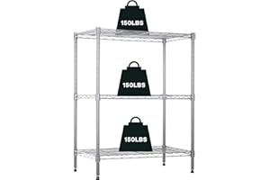 NChanmar 3-Tier Wire Shelving Unit Storage Shelves Shelf Organizer 30"x23"x12" Heavy Duty Metal Storage Rack Wire Rack NSF Height Adjustable for Laundry Bathroom Kitchen Garage Shelving(Chrome)