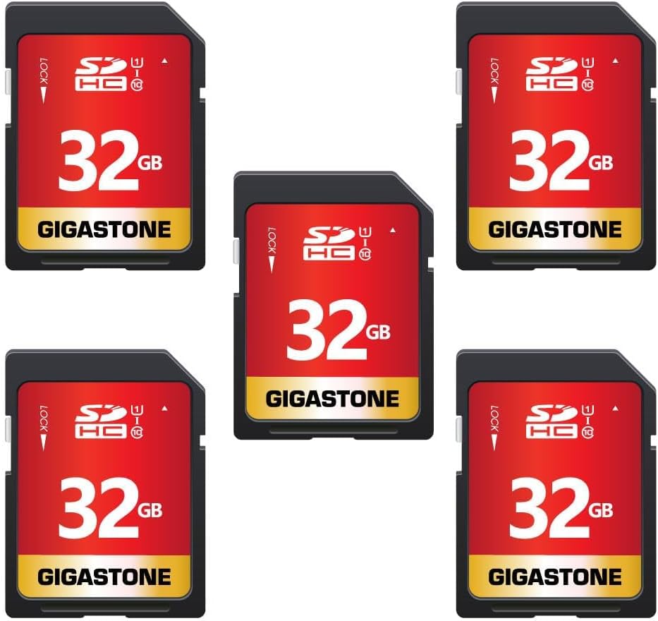 Gigastone 32GB SD Card 5-Pack UHS-I Class 10 SDHC Waterproof Case Included