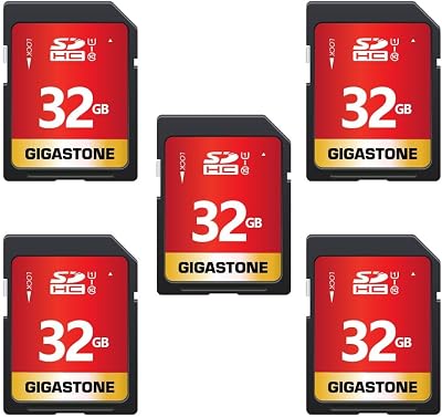 Gigastone 32GB SD Card 5-Pack UHS-I Class 10 SDHC Waterproof Case Included