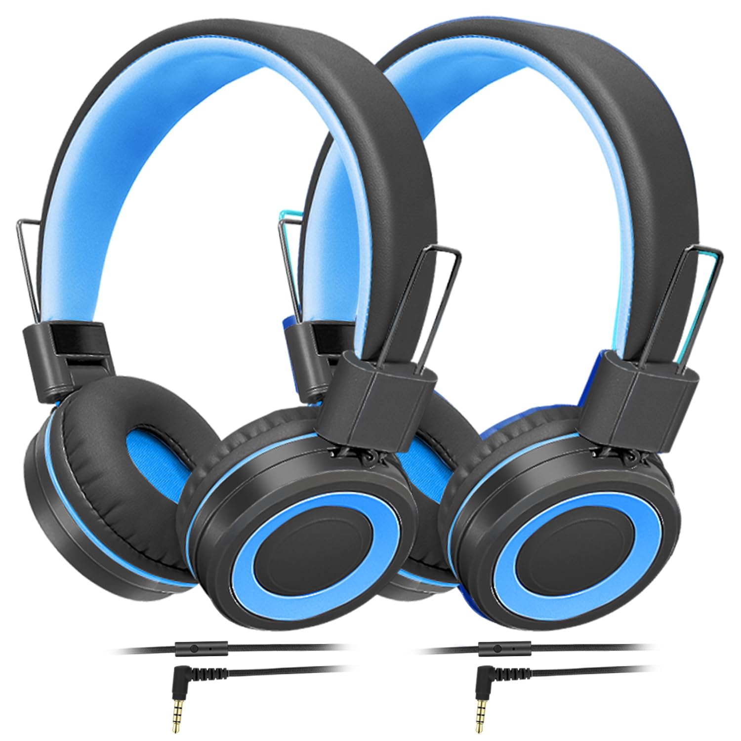 CN-Outlet K12 Kids Headphones with Microphone,Wired On-Ear Headphones for School,HD Mic Stereo Headphone for Kids Girls Children,Foldable 3.5mm for Chromebook,Laptop,Computer,Tablet(Black)
