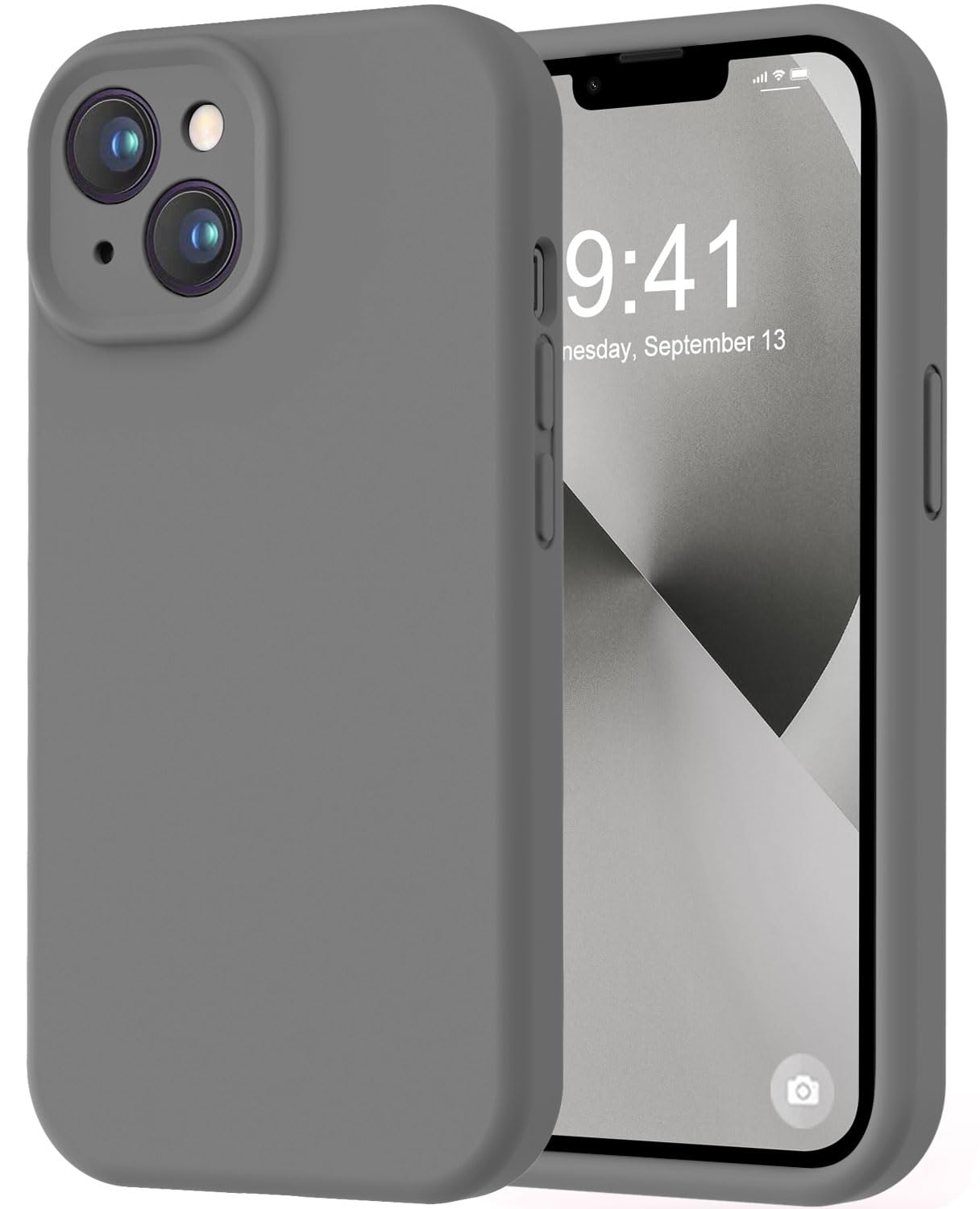 Photo 1 of LOVE 3000 Designed for iPhone 13 Case, Premium Silicone with [Camera Protection] [Soft Anti-Scratch Microfiber Lining] Shockproof Protective Phone Case for iPhone 13 Women Men Girls 6.1", Dark Grey