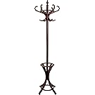 Headbourne 8000 Floor Standing Hat and Coat Rack with Umbrella Stand, Wood with Dark Walnut Paint Finish