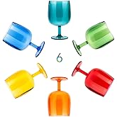 KOXIN-KARLU Classic Stackable 12 ounce Plastic Wine Stems Acrylic Glasses, set of 6 Multicolor