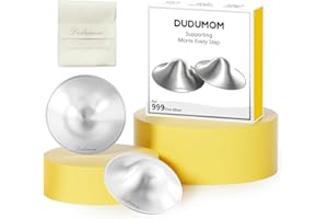DUDUMOM Silver Nursing Cups Nipple Shields for Breastfeeding Newborn - Original Metal Nipple Cover for Breastfeeding Essential - 999 Silver Regular
