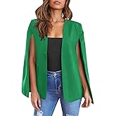 Womens Cape Blazer - Split Sleeve Open Front Casual Jacket Coat Workwear Elegant Formal Cape Coat