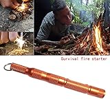 Enjoydeal Fire Starter, Magnesium SPARK Starter Aircraft Aluminum Emergency Survival Kit Camping Tool W Tactical Keychain Orange