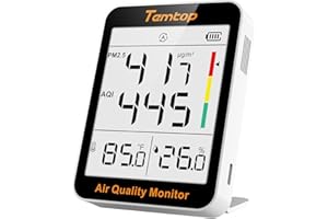Temtop Air Quality Monitor Indoor, Portable PM2.5 Meter Indoor AQI Monitor with Temperature and Humidity Detector with Detach