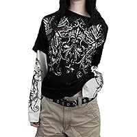 Y2K Aesthetic Long Sleeve Graphic Print Top Harajuku Grunge Punk T